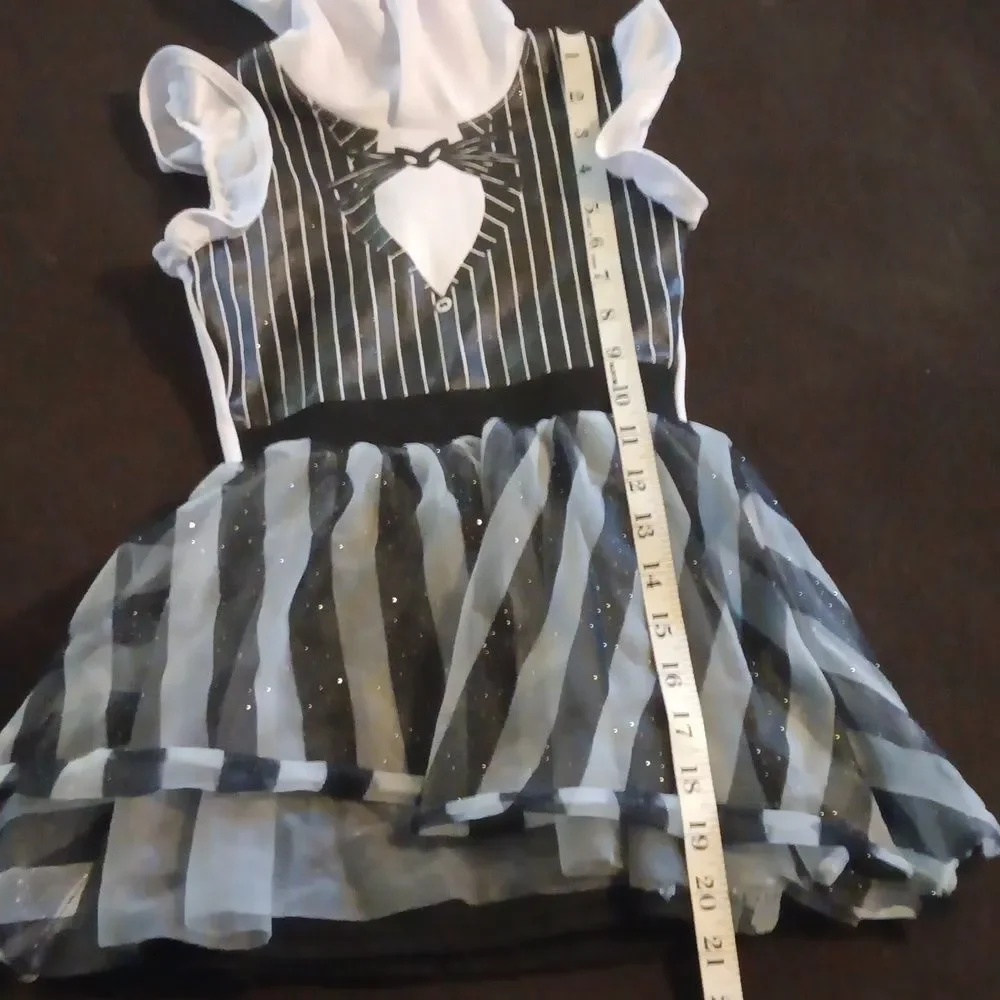 Disney Nightmare Before Christmas Black and White Striped Kids Costume Sz XS(4/5 - Picture 10 of 11